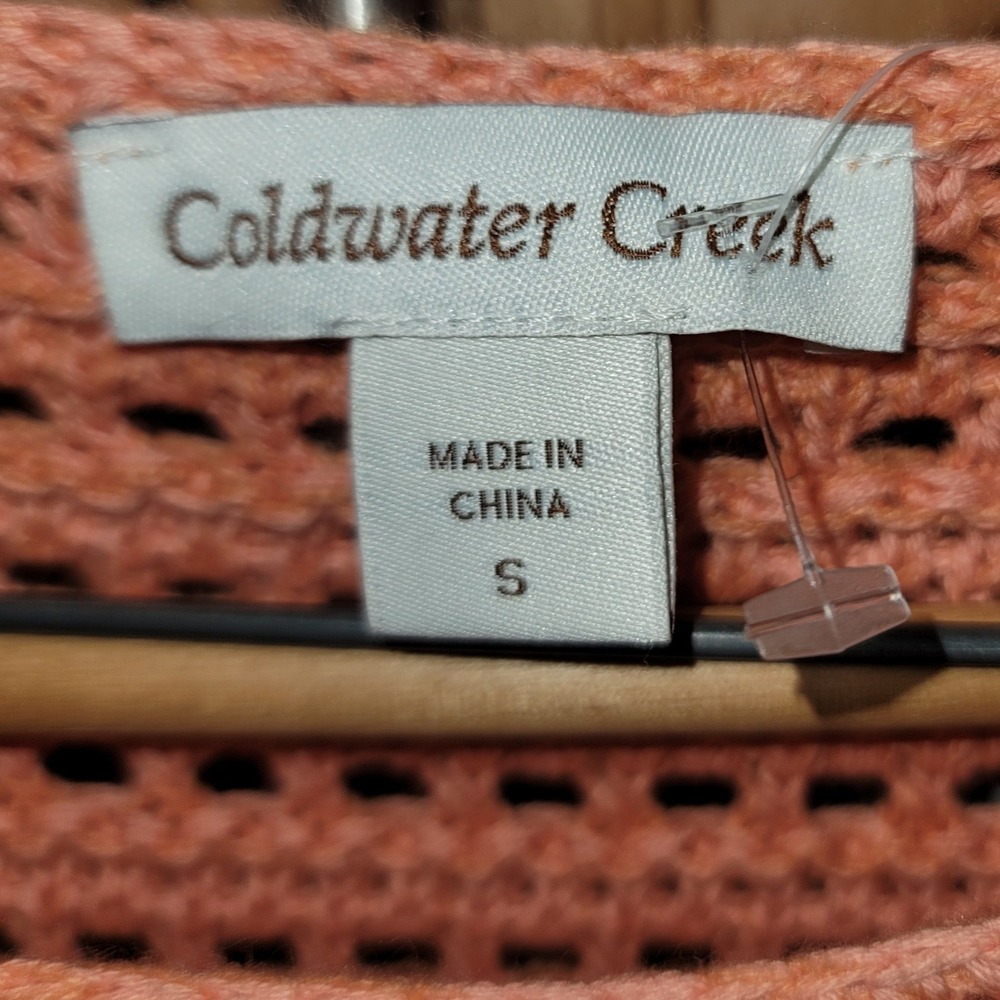 Coldwater Creek Boxy Open-Knit Cottage Boho Coastal Fisherman Sweater S Beach - Picture 5 of 8